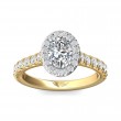 FlyerFit® 18K Yellow Gold Shank And White Gold Top Micropave Halo Engagement Ring