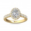 FlyerFit® 18K Yellow Gold Micropave Halo Engagement Ring