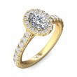 FlyerFit® 18K Yellow Gold Micropave Halo Engagement Ring