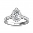 FlyerFit® 18K White Gold Micropave Halo Engagement Ring