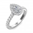 FlyerFit® 18K White Gold Micropave Halo Engagement Ring