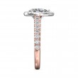 FlyerFit® 18K Pink Gold Shank And White Gold Top Micropave Halo Engagement Ring