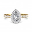 FlyerFit® 18K Yellow Gold Shank And White Gold Top Micropave Halo Engagement Ring