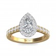 FlyerFit® 18K Yellow Gold Shank And White Gold Top Micropave Halo Engagement Ring