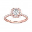 FlyerFit® 18K Pink Gold Micropave Halo Engagement Ring