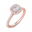 FlyerFit® 18K Pink Gold Micropave Halo Engagement Ring