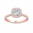 FlyerFit® 18K Pink Gold Micropave Halo Engagement Ring