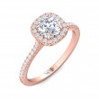 FlyerFit® 14K Pink Gold Micropave Halo Engagement Ring