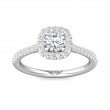 FlyerFit® 18K White Gold Micropave Halo Engagement Ring