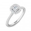 FlyerFit® 18K White Gold Micropave Halo Engagement Ring