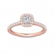 FlyerFit® 18K Pink Gold Micropave Halo Engagement Ring