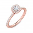 FlyerFit® 18K Pink Gold Micropave Halo Engagement Ring