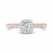 FlyerFit® 14K Pink Gold Shank And White Gold Top Micropave Halo Engagement Ring