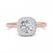 FlyerFit® 18K Pink Gold Shank And White Gold Top Micropave Halo Engagement Ring