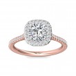 FlyerFit® 18K Pink Gold Shank And White Gold Top Micropave Halo Engagement Ring