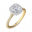 FlyerFit® 14K Yellow and 14K White Gold Micropave Halo Engagement Ring