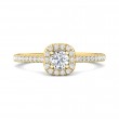 FlyerFit® 14K Yellow Gold Micropave Halo Engagement Ring