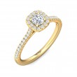 FlyerFit® 14K Yellow Gold Micropave Halo Engagement Ring