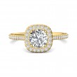 FlyerFit® 18K Yellow Gold Micropave Halo Engagement Ring