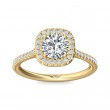 FlyerFit® 18K Yellow Gold Micropave Halo Engagement Ring