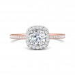 FlyerFit® 18K Pink Gold Shank And White Gold Top Micropave Halo Engagement Ring