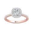 FlyerFit® 18K Pink Gold Shank And White Gold Top Micropave Halo Engagement Ring