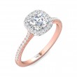 FlyerFit® 18K Pink Gold Shank And White Gold Top Micropave Halo Engagement Ring