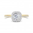 FlyerFit® 18K Yellow Gold Shank And White Gold Top Micropave Halo Engagement Ring