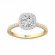 FlyerFit® 18K Yellow Gold Shank And White Gold Top Micropave Halo Engagement Ring