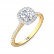 FlyerFit® 18K Yellow Gold Shank And White Gold Top Micropave Halo Engagement Ring