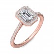 FlyerFit® 18K Pink Gold Micropave Halo Engagement Ring