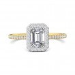 FlyerFit® 18K Yellow Gold Shank And White Gold Top Micropave Halo Engagement Ring