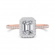 FlyerFit® 14K Pink Gold Shank And White Gold Top Micropave Halo Engagement Ring