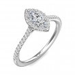 FlyerFit® 18K White Gold Micropave Halo Engagement Ring