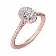 FlyerFit® 18K Pink Gold Micropave Halo Engagement Ring