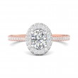 FlyerFit® 18K Pink Gold Shank And White Gold Top Micropave Halo Engagement Ring