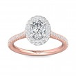 FlyerFit® 18K Pink Gold Shank And White Gold Top Micropave Halo Engagement Ring