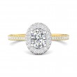 FlyerFit® 18K Yellow Gold Shank And White Gold Top Micropave Halo Engagement Ring