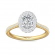 FlyerFit® 18K Yellow Gold Shank And White Gold Top Micropave Halo Engagement Ring