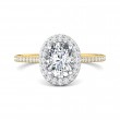 FlyerFit® 18K Yellow Gold Shank And White Gold Top Micropave Halo Engagement Ring