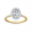 FlyerFit® 18K Yellow Gold Shank And White Gold Top Micropave Halo Engagement Ring