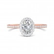 FlyerFit® 14K Pink Gold Shank And White Gold Top Micropave Halo Engagement Ring