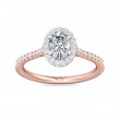 FlyerFit® 14K Pink Gold Shank And White Gold Top Micropave Halo Engagement Ring