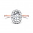 FlyerFit® 18K Pink Gold Shank And White Gold Top Micropave Halo Engagement Ring