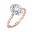 FlyerFit® 18K Pink Gold Shank And White Gold Top Micropave Halo Engagement Ring