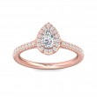 FlyerFit® 14K Pink Gold Micropave Halo Engagement Ring