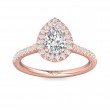 FlyerFit® 14K Pink Gold Micropave Halo Engagement Ring