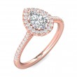 FlyerFit® 18K Pink Gold Micropave Halo Engagement Ring