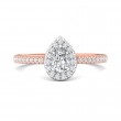 FlyerFit® 14K Pink Gold Shank And White Gold Top Micropave Halo Engagement Ring