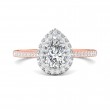 FlyerFit® 18K Pink Gold Shank And White Gold Top Micropave Halo Engagement Ring